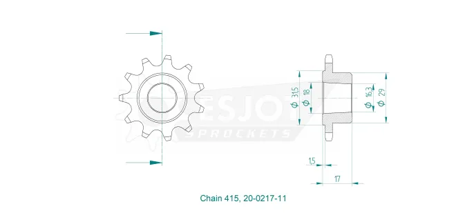 Produktzeichnung Ritzel 20-0217-11