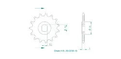 Produktzeichnung Ritzel 20-0235-15