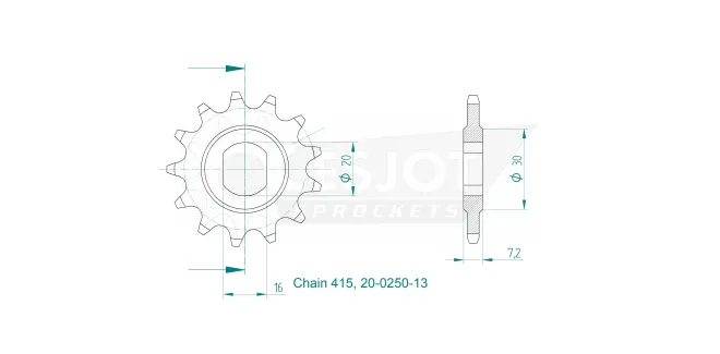 Produktzeichnung Ritzel 20-0250-13