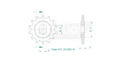 Produktzeichnung Ritzel 20-0250-14