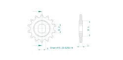 Produktzeichnung Ritzel 20-0250-14