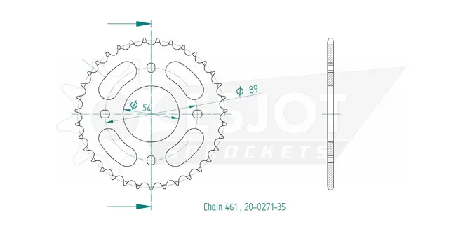 Produktzeichnung Kettenrad 20-0271-35
