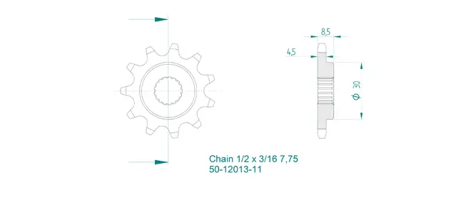 Produktzeichnung Ritzel 50-12013-11