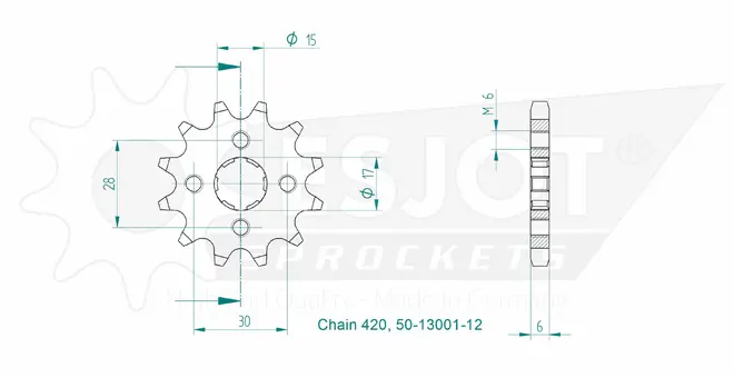 Produktzeichnung Ritzel 50-13001-12