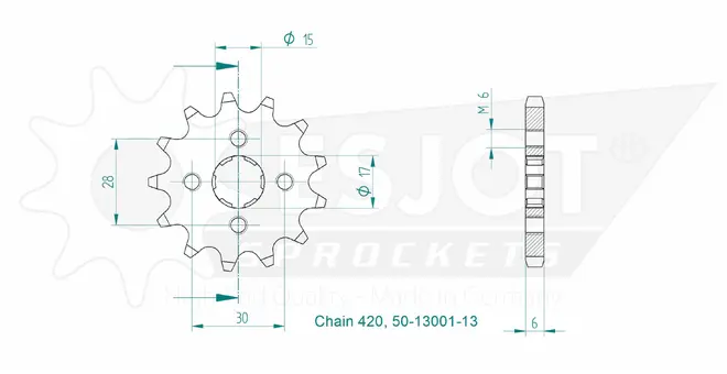 Produktzeichnung Ritzel 50-13001-13