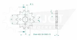 Produktzeichnung Ritzel 50-13001-13