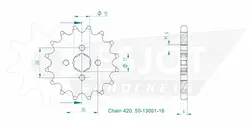 Produktzeichnung Ritzel 50-13001-16
