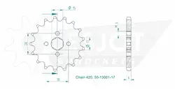 Produktzeichnung Ritzel 50-13001-17