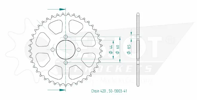 Produktzeichnung Kettenrad 50-13003-41