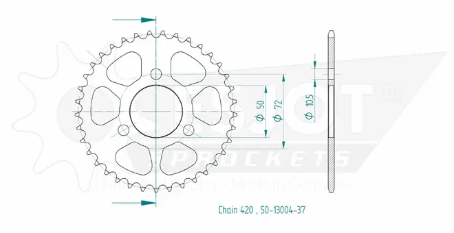 Produktzeichnung Kettenrad 50-13004-37