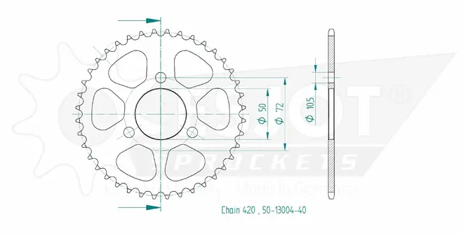 Produktzeichnung Kettenrad 50-13004-40