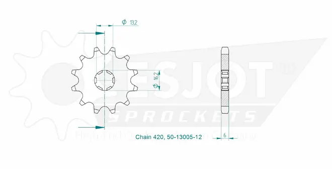 Produktzeichnung Ritzel 50-13005-12