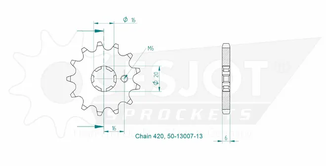 Produktzeichnung Ritzel 50-13007-13