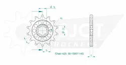 Produktzeichnung Ritzel 50-13007-14S
