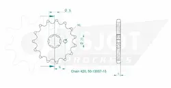Produktzeichnung Ritzel 50-13007-15