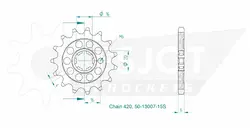 Produktzeichnung Ritzel 50-13007-15S