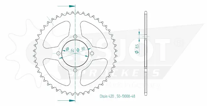 Produktzeichnung Kettenrad 50-13008-48