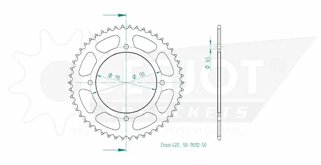 Produktzeichnung Kettenrad 50-13012-50