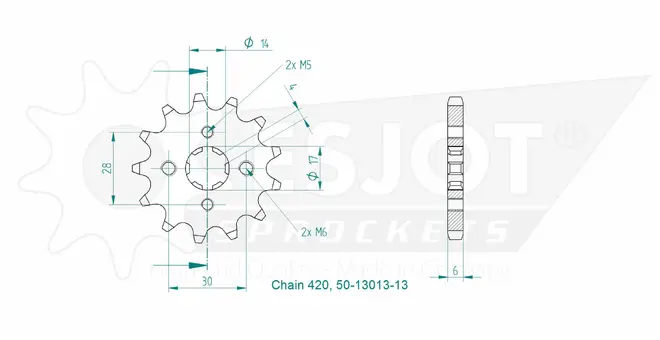 Produktzeichnung Ritzel 50-13013-13