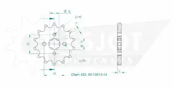 Produktzeichnung Ritzel 50-13013-14
