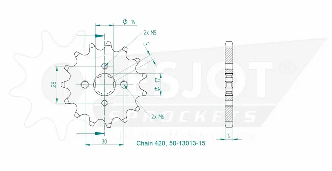 Produktzeichnung Ritzel 50-13013-15