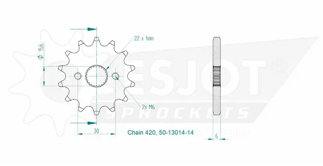 Produktzeichnung Ritzel 50-13014-14