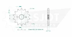 Produktzeichnung Ritzel 50-13014-14