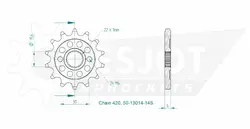 Produktzeichnung Ritzel 50-13014-14S