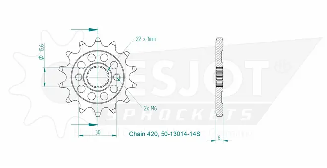Produktzeichnung Ritzel 50-13014-14S