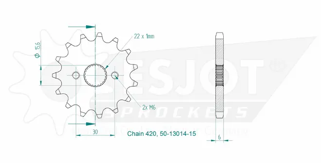 Produktzeichnung Ritzel 50-13014-15