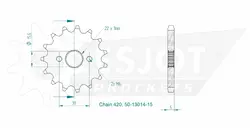 Produktzeichnung Ritzel 50-13014-15