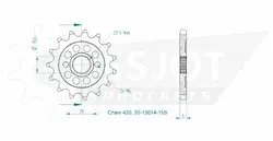 Produktzeichnung Ritzel 50-13014-15S