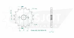 Produktzeichnung Ritzel 50-13014-16