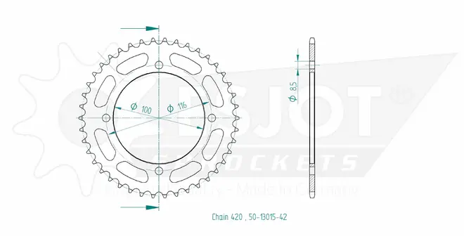 Produktzeichnung Kettenrad 50-13015-42