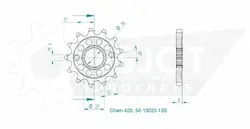 Produktzeichnung Ritzel 50-13025-13S