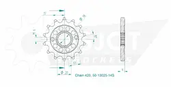 Produktzeichnung Ritzel 50-13025-14S