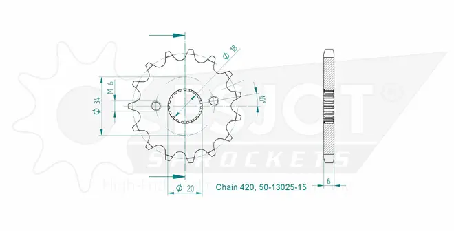 Produktzeichnung Ritzel 50-13025-15
