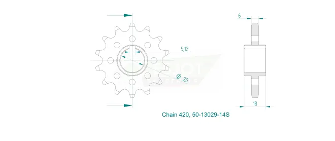 Produktzeichnung Ritzel 50-13029-14S