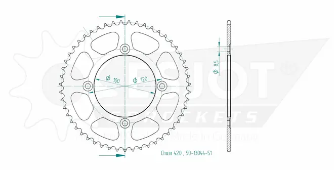 Produktzeichnung Kettenrad 50-13044-51