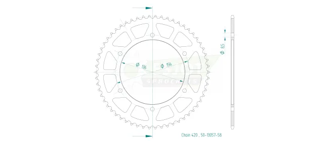 Produktzeichnung Kettenrad 50-13057-58