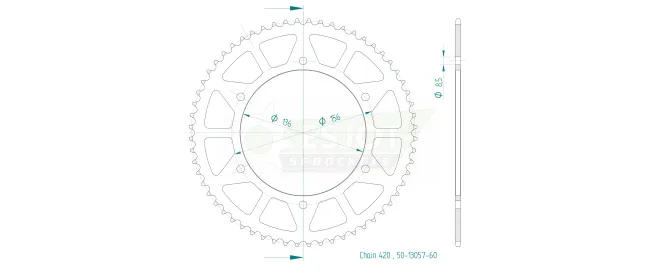 Produktzeichnung Kettenrad 50-13057-60
