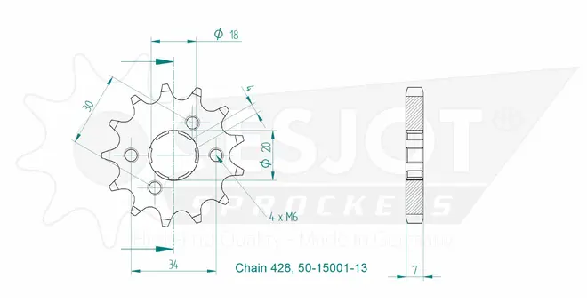 Produktzeichnung Ritzel 50-15001-13