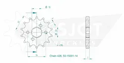 Produktzeichnung Ritzel 50-15001-14