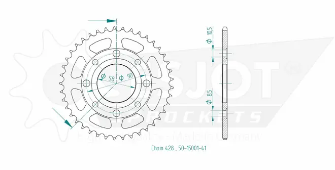 Produktzeichnung Kettenrad 50-15001-41