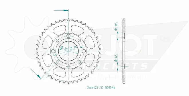 Produktzeichnung Kettenrad 50-15001-46