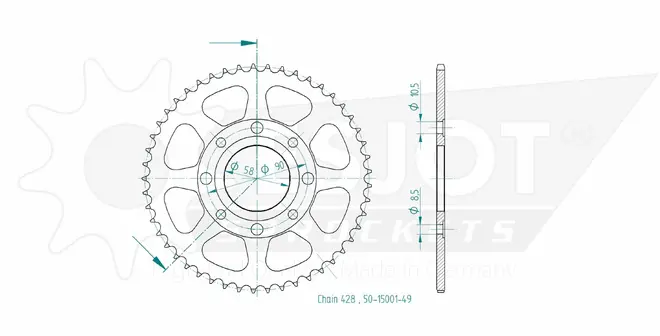 Produktzeichnung Kettenrad 50-15001-49
