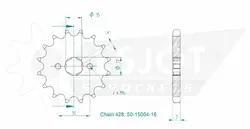 Produktzeichnung Ritzel 50-15004-16