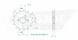 Produktzeichnung Ritzel 50-15005-15