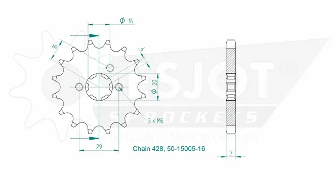 Produktzeichnung Ritzel 50-15005-16