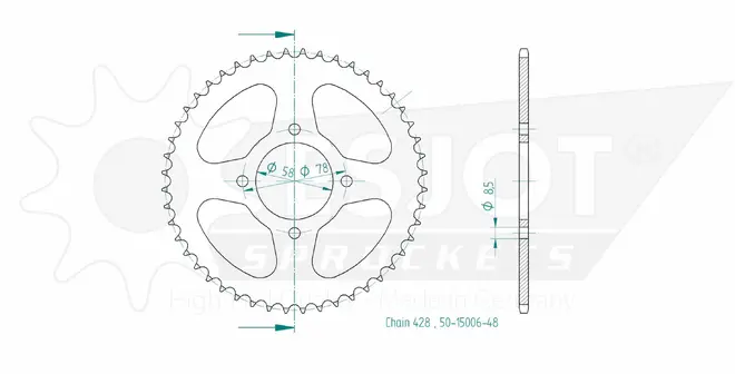 Produktzeichnung Kettenrad 50-15006-48